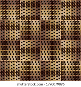 Griechisches geplagtes nahtloses Muster. Geometrischer, tarrischer Vektorhintergrund. Stammeskultur wiederholt den Hintergrund. Elegante abstrakte griechische Schlüsselverzierungen mit Manders, Mazen, Formen, Plätzen. Ornate Design.