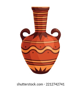 Greek pot. Greece amphorae, jugs, urns, oil jars pottery objects cartoon design. Flat vector illustration