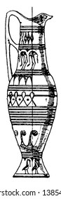 El griego Prochous tiene un estilo geométrico complejo y se utiliza como barco de sacrificio, dibujo o grabado de líneas vintage.
