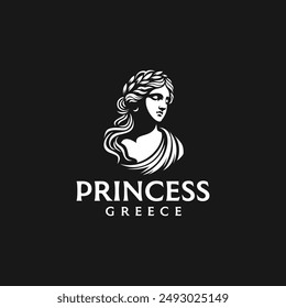 Greek queen statue logo illustration