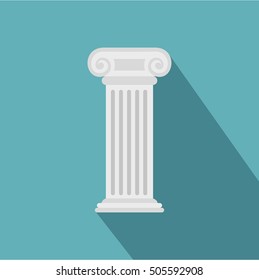 Greek or roman column icon. Flat illustration of greek column vector icon for web. Roman pillar