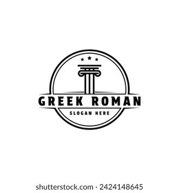 Greek roman logo design vintage retro label circle