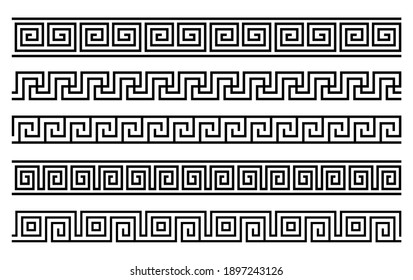 Greek roman pattern border decorative ornament. Ancient greek meander vector design wave