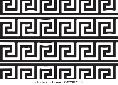 Greek roman pattern border decorative ornament. Ancient Greek meander Textile design wave