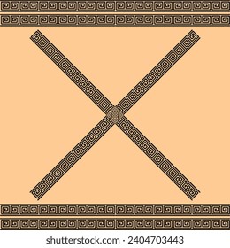 Greek roman pattern border decorative ornament. Ancient greek meander art design wave