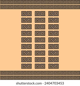 Greek roman pattern border decorative ornament. Ancient greek meander art design wave