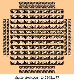 Greek roman pattern border decorative ornament. Ancient greek meander art design wave