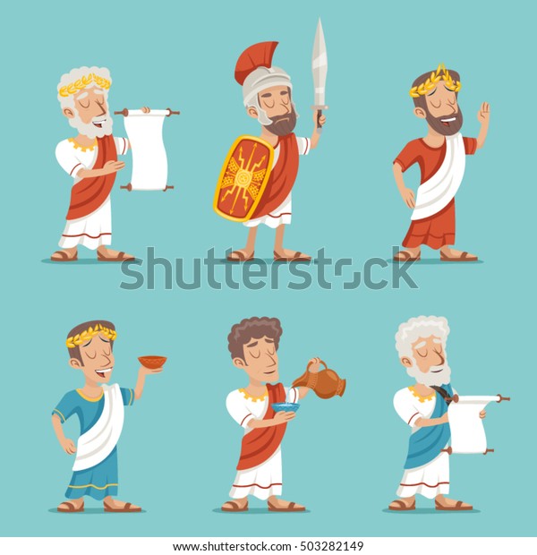 Greek Roman Retro Vintage Character Icon\
Cartoon Design Vector\
Illustration