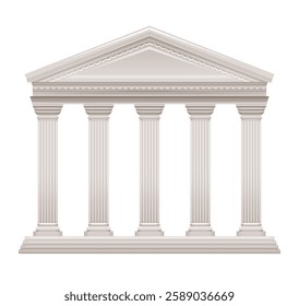 Greek and Roman temple with columns. Pillar vector building. Ancient temple from Rome and Greece. Marble architecture illustration. Parthenon house, white antique palace. 3d Greek Roman column pillar