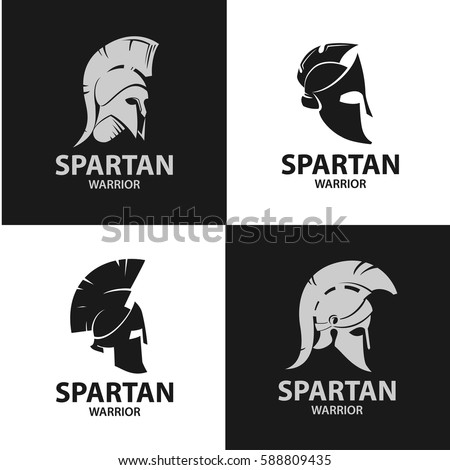 Greek and Roman warriors helmets. Silhouettes of gladiatorial combat hats. Isolated Spartan soldiers