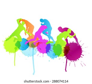 Greek roman wrestling active men sport silhouettes vector abstract background illustration concept with color splashes