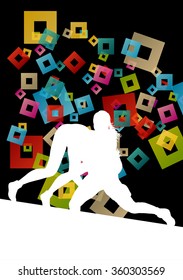 Greek roman wrestling active young women sport silhouettes vector abstract background illustration concept