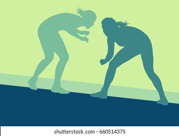 Greek roman wrestling woman fight vector background