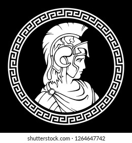 Greek round antique pattern. Alexander the Great Macedonian.