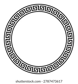 Greek round frame. Patterns of Greece, ancient Rome. Circle european border. Greek meander. Typical egyptian, assyrian and greek motives. Template for laser cutting or plotter cutting.