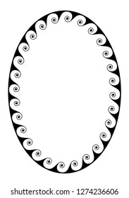 Greek round frame with waves lines. Typical egyptian, assyrian and greek motives circle border. Arabic geometric texture. Islamic Art. Abstract geometric. Vector and illustration.