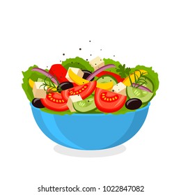 Greek salad. flat Vector illustration. Simple cartoon icon design food. concept of healthy eating
