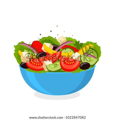 Greek salad. flat Vector illustration. Simple cartoon icon design food. concept of healthy eating