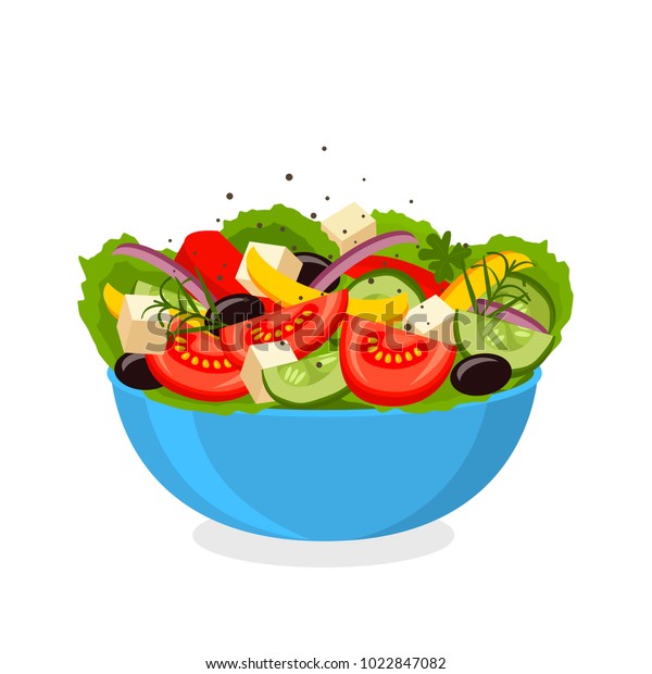 Salade Grecque Illustration Vectorielle A Plat Image Vectorielle De Stock Libre De Droits