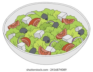 Greek salad food graphic color sketch illustration vector