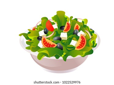 Greek Salad Vector Illustration