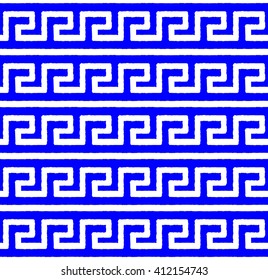Greek seamless pattern, background or ornament. Blue and white color. Ancient style, waves