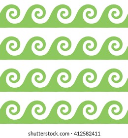 Greek seamless pattern, background or ornament. Green flash and white color. Ancient style, waves
