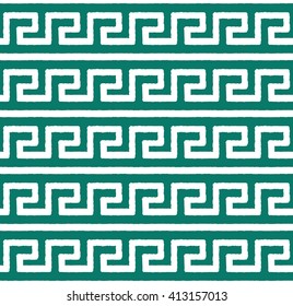 Greek seamless pattern, background or ornament. Green and white color. Ancient style, waves