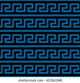 Greek seamless pattern, background or ornament. Snorkel blue and black color. Ancient style, waves