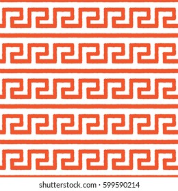 Greek seamless pattern, background or ornament. Flame and white color. Ancient style, waves. Vector illustration