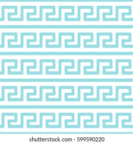 Greek seamless pattern, background or ornament. Island Paradise and white color. Ancient style, waves. Vector illustration