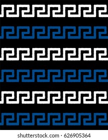 Greek seamless pattern, background or ornament. Lapis Blue, white and black color. Ancient style, waves. Vector illustration