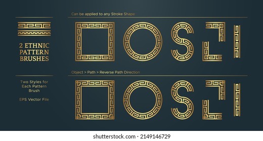 Greek Seamless Pattern Brushes, Geometric Border Frames Collection