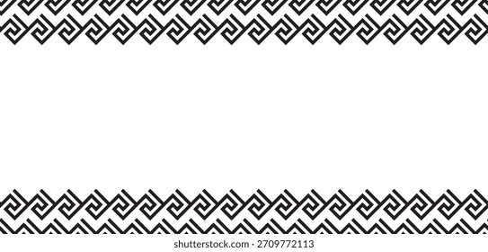 griechisches nahtloses Muster. alte antike Ornamente mit Schlüsselelement. Abstrakte geometrische schwarz-weiße Linie. Vektorhintergrund für das Stofftuch, Keramikboden, Ornament-Textil, Textur