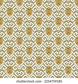 Patrón griego sin soldadura. Fondo del vector ornamental. Repetir el adorno de baldosas moderno. Diseño tradicional de estilo étnico tribal. Resumen de fondo ornamentado. Llave griega, serpenteantes. Para tela, impresiones, textiles.
