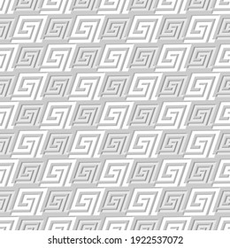 Greek seamless pattern. Vector white background. Tribal ethnic greek key, meanders geometric ornament with greek style shapes, lines, symbols. Ornate repeat texture. Elegant decorative light backdrop.