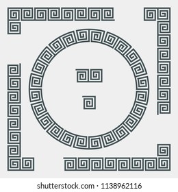 Greek Set Of Frame, Corner And Border, Roman Ornament Quality Vector Illustration Cut 