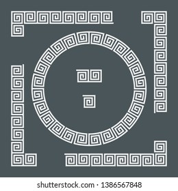 Greek Set Of Frames, Corner And Border, Roman Ornament Quality Vector Illustration Cut