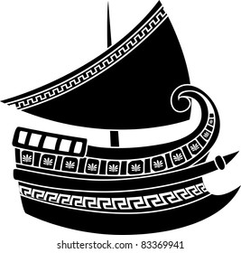 Greek ship stencil. vector illustration for web