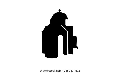 Greek small church silhouette, high quality vector