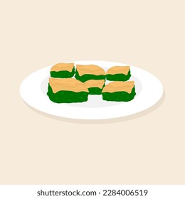 Greek Spanakopita Spinach Pie - Authentic Greek Spanakopita Spinach Pie with Feta Cheese Vector Illustration