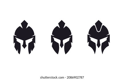 conjunto ot casco espartano aislado del fondo blanco. conjunto vectorial de  casco de guerrero romano o griego 5490154 Vector en Vecteezy