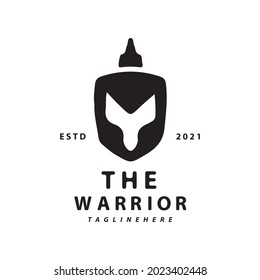 Greek Sparta, Spartan Helmet Warrior logo design. Vintage style.