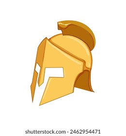 Griechischer spartanischer Helm Cartoon. Logo Trojaner, Gladiator Rom, Griechenland antiker griechischer spartanischer Helm Zeichen. Isolierte Symbol Vektorillustration