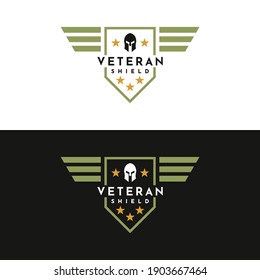 Greek Spartan Warrior Helmet With Wings Emblem Badge Label Logo Design Vector 