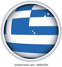 Greek sphere flag button, isolated vector on white