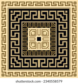 Greek square frames beautiful seamless pattern. Colorful greek vector background. Tribal ethnic style tile ornaments. Repeat backdrop. Ornamental design with greek key, meanders. Endless texture.