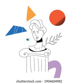 Greek statue with different shapes. Flat vector illustration.