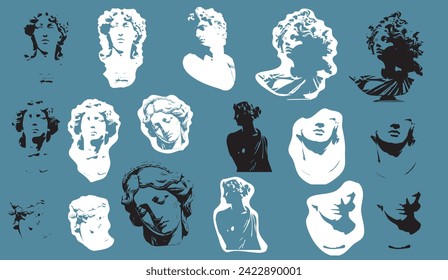 Greek statue silhouette. Hand-drawn vector graphic illustration. Vector template.