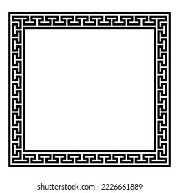 Greek style border frame square frame with seamless on a white background vector illustration 